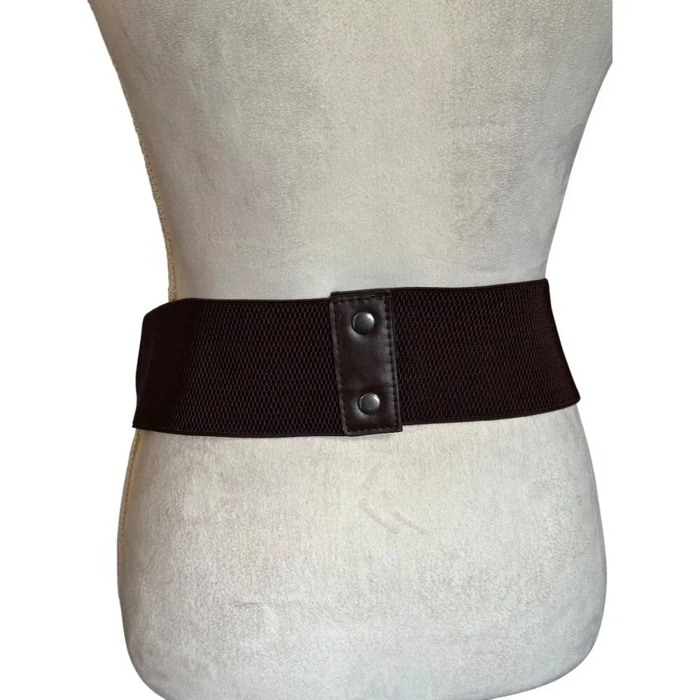Y2k Braided Brown Waist Belt With Faux Leather Design & Snap Closure M/L Size